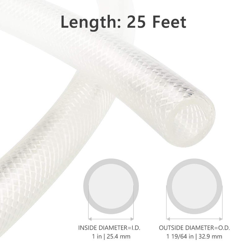 Eastrans 1" ID x 25 Ft High Pressure Braided Clear PVC Vinyl Tubing Flexible Vinyl Tube, Heavy Duty Reinforced Hose Tubing, BPA Free and Non Toxic - Image 2